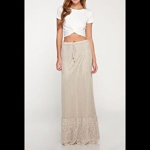 Lovestitch Crochet Boho Maxi Skirt w/ Tassels